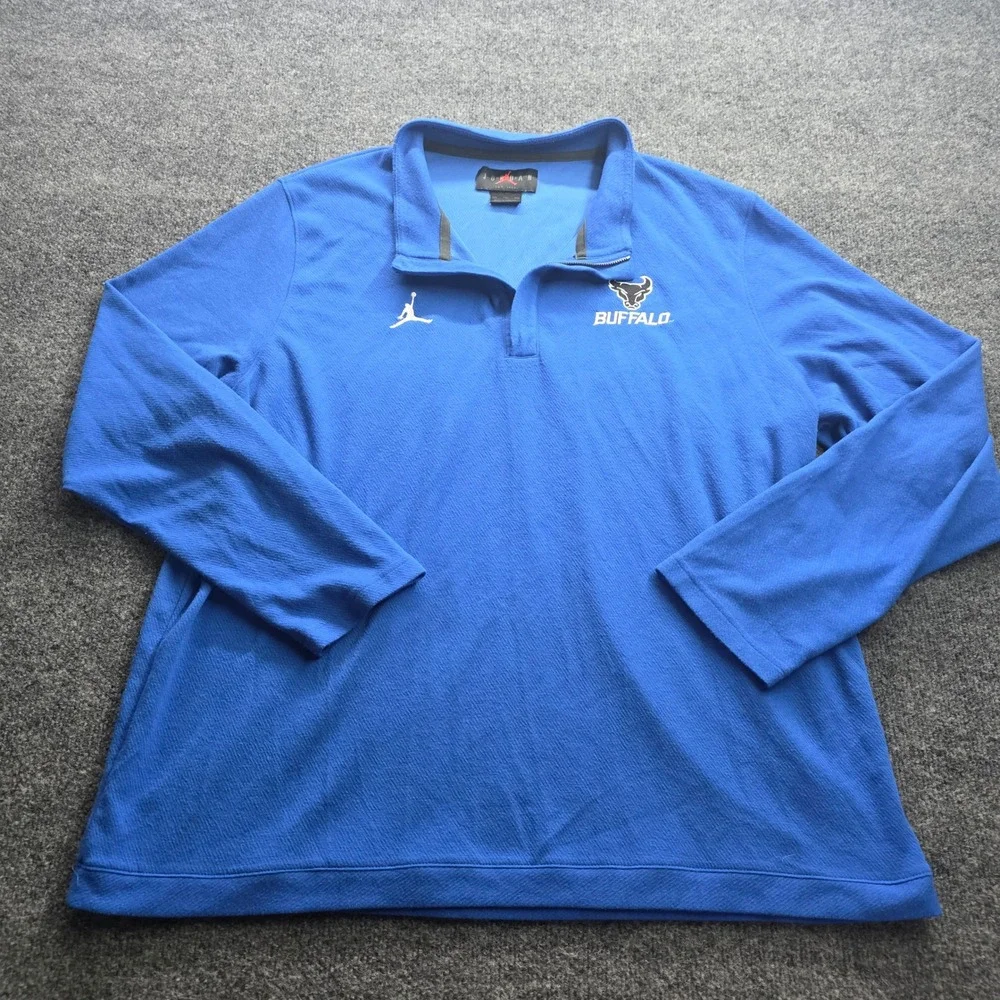 Jordan Buffalo‎ Bulls 1/4 Zip Pullover Dri-FIT Training Top XXL Blue Mens NCAA